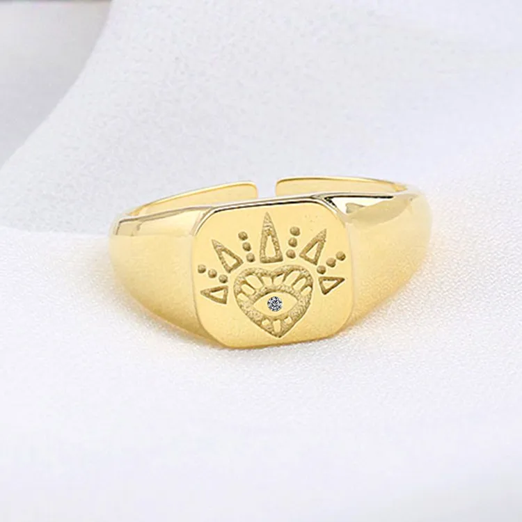 

European and American Design Square Pattern Ring Diamond Zircon Love Ring Open Jewelry