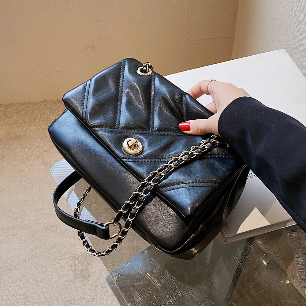 

Hifashion Quilted Chain Shoulder Bags For Women 2022 Trend Fashion Designer Flap Female Purse PU Leather Small Ladies Handbags
