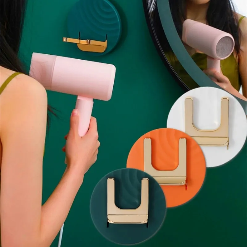 

Wall Mounted Hair Dryer Holder General Purpose Plastic Folding Nail Free Wall Mount Storage Shelves Bathroom Blower Organizer