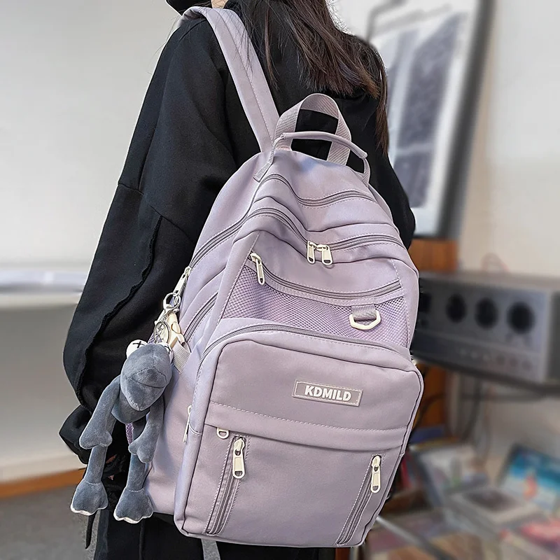 

Nylon Male Female Waterproof Purple College Backpack Men Women Laptop Bag Cool Boy Girl Travel Bags Lady Backpack Trendy