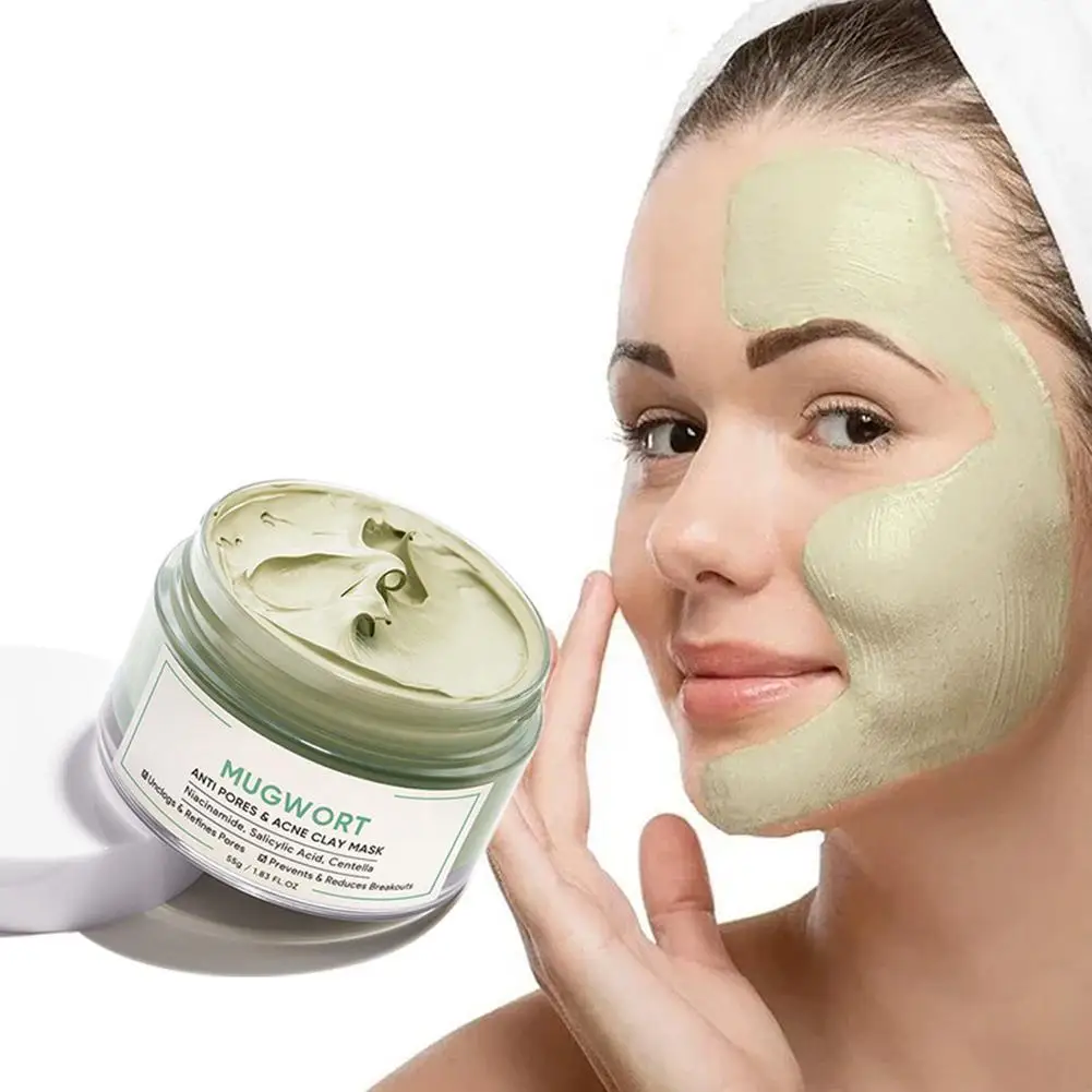 

Green Tea Tree Clay Mask Remove Against Face Acne Treatment Cream Mask Facial Cleansing Black Dots Blackheads Remover Skin Care
