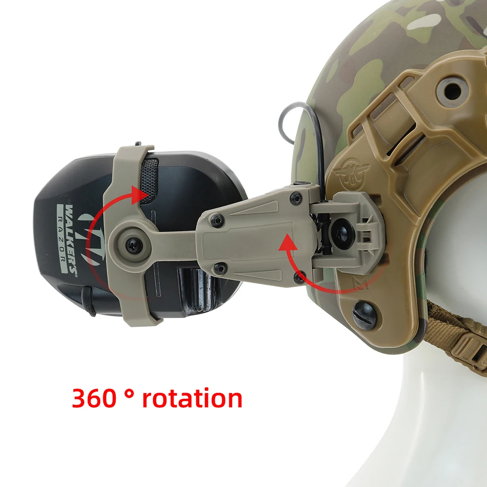 Tactical Helmet M-LOK Rail Adapt for Walker's Razor Shooting Ear Protection Safety Earmuff Noise Reduction Slim Electronic Muffs