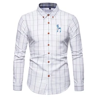 mens hazzys dog classic embroidery shirts standard fit button up blouse tops business lapel long sleeve high quality shirts