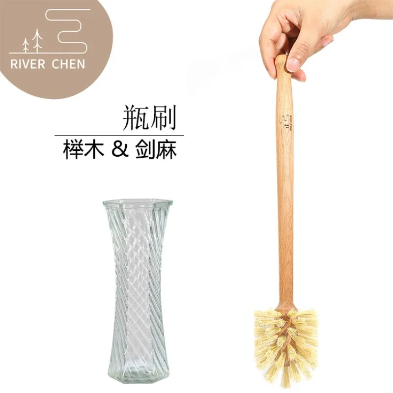 Утренняя щетка для чистки кухни RIVER CHEN Ruiwo, мексиканская ладонь, сизаль, буковая щетка для бутылок, щетка для чашек, стиль с длинной ручкой