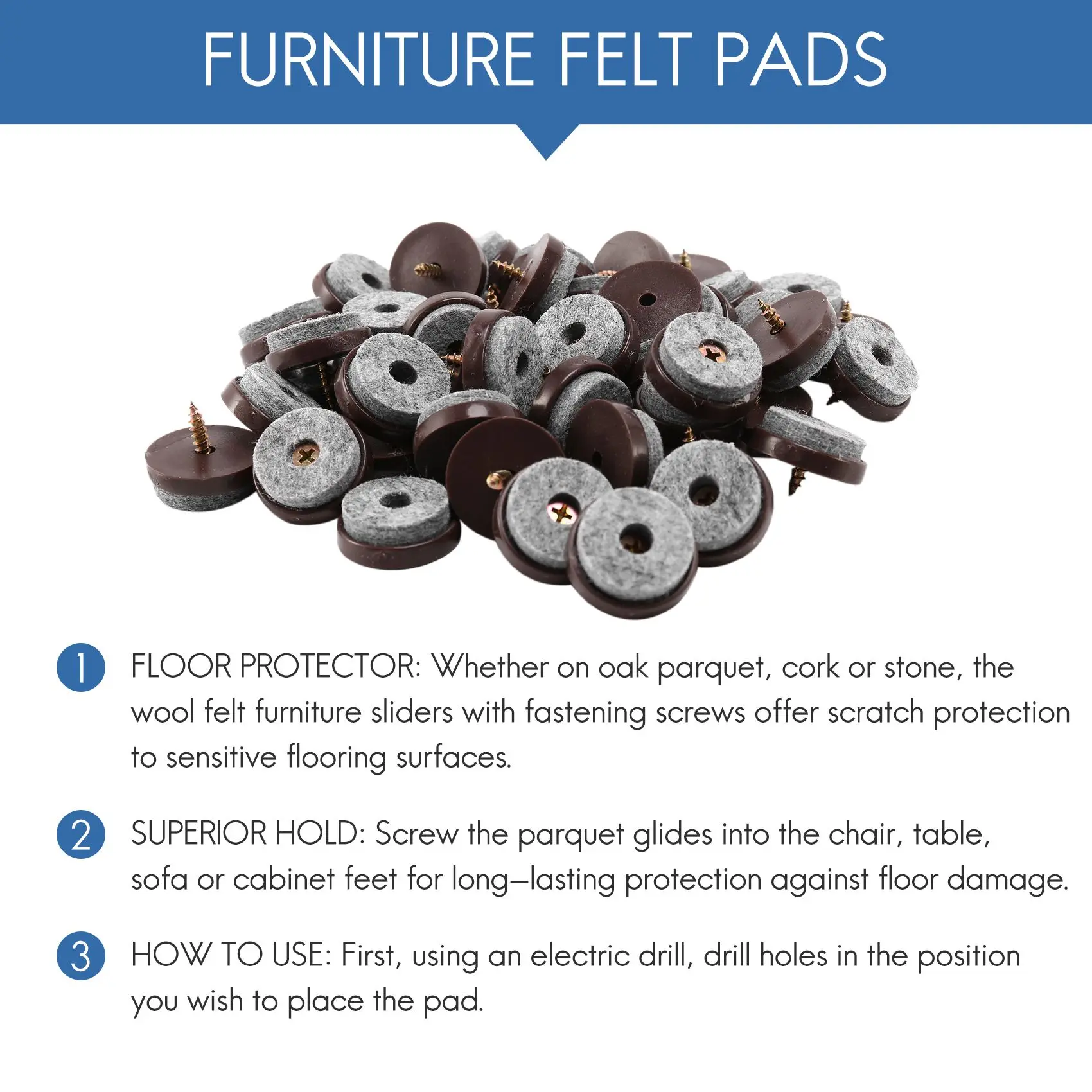 50 шт. Фетровые Подкладки для мебели 1-1/8 дюймов