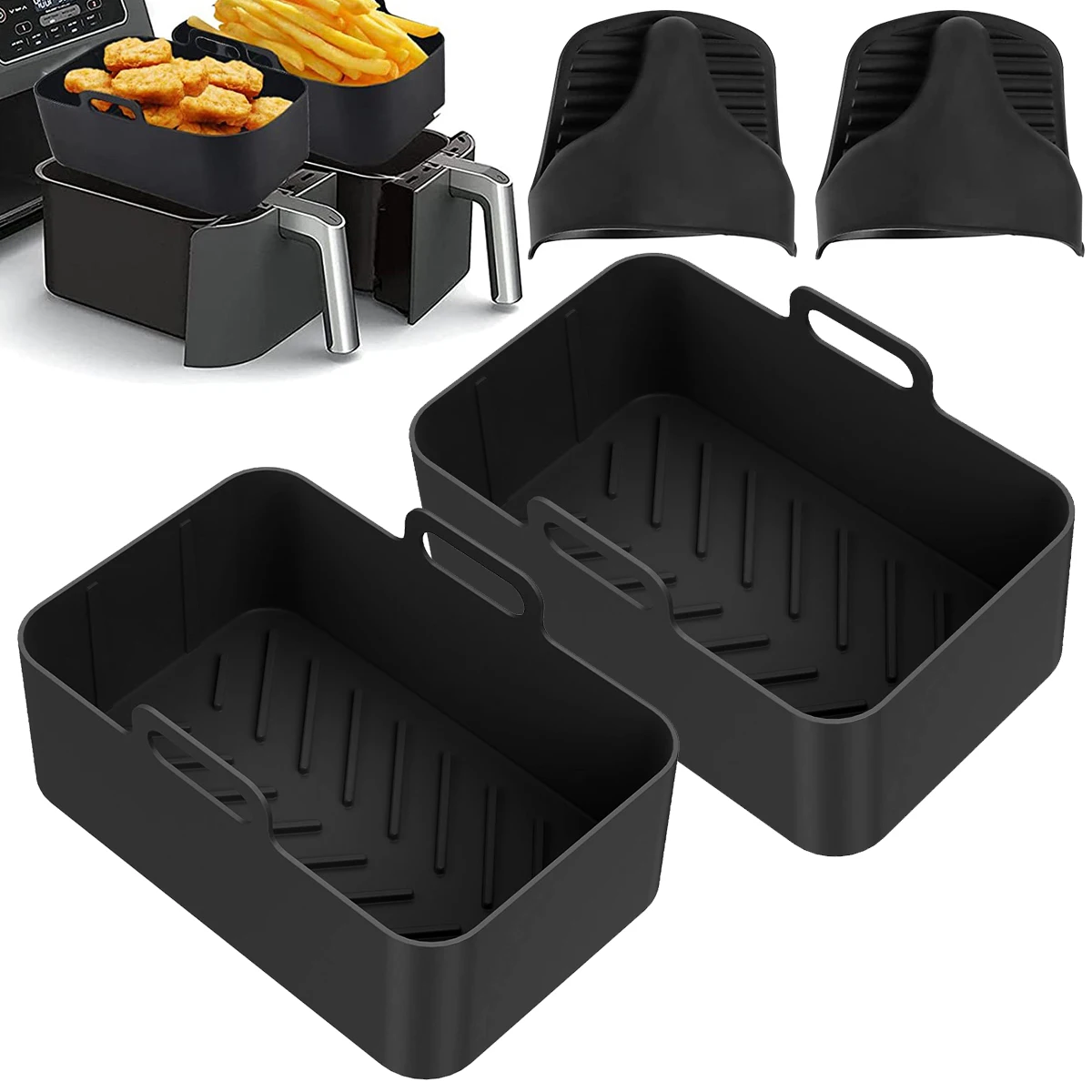 

2 шт., Силиконовая подложка для фритюрницы с ручкой