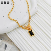 modern jewelry black pendant necklace popular style high quality brass metal golden one layer chain necklace for women gifts