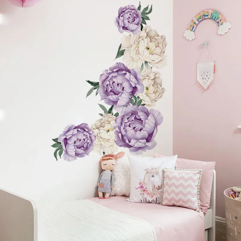 

Four color peony wall paste home decoration background wall self-adhesive removable pvc wall paste