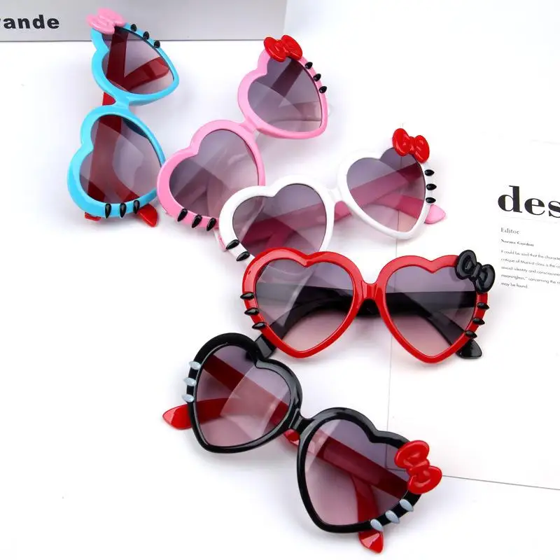 

New Kawaii Sanrios Cartoon Hellokitty Anime Cat Cute 3 Years Old -8 Years Old Children's Uv Resistant Resin Sunglasses Toys Gift