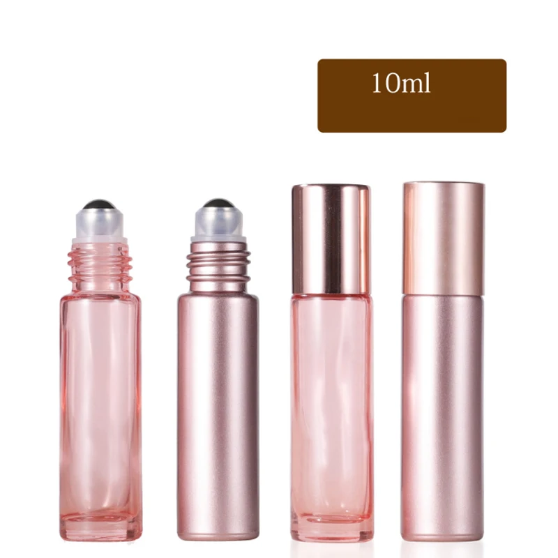 5ml 10ml Roll On Perfume Bottle Glass Metal Roller Ball Essential Oil Fragrance Container Rose Gold 50pcs