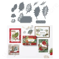 leaves of holly clear stamps and metal cutting dies for scrapbooking embossed stencil card decoration crafts 2022 new arrival