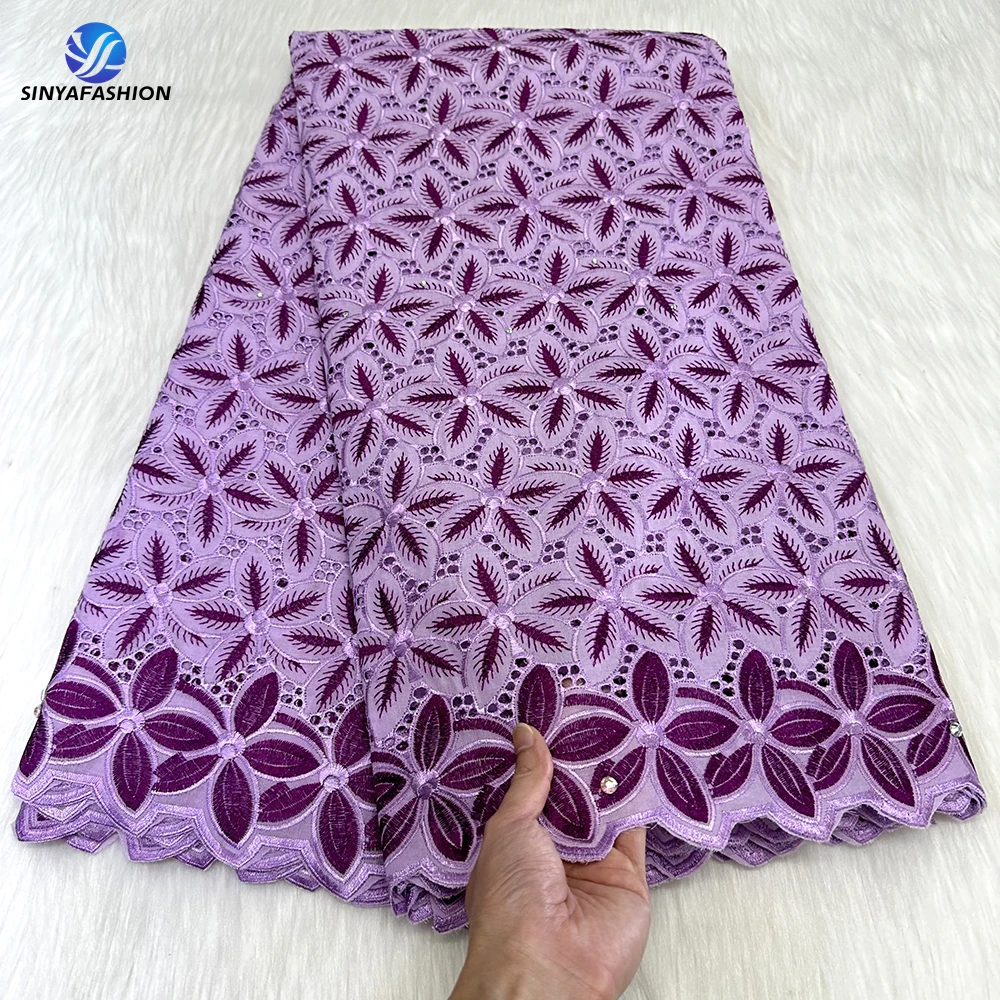 

Swiss Voile Lace Fabric In Switzerland 5 Yards 100% Cotton African Lace Fabric 2024 High Quality Lace For Women Dress