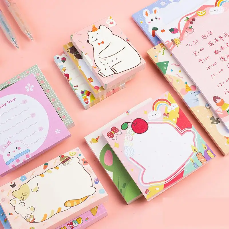 

80 sheets/set Cartoon Animal Sticky Notes Memo Pad Cat Heart Diary Stationary Scrapbook Decorative Cute Bear N Times Sticky