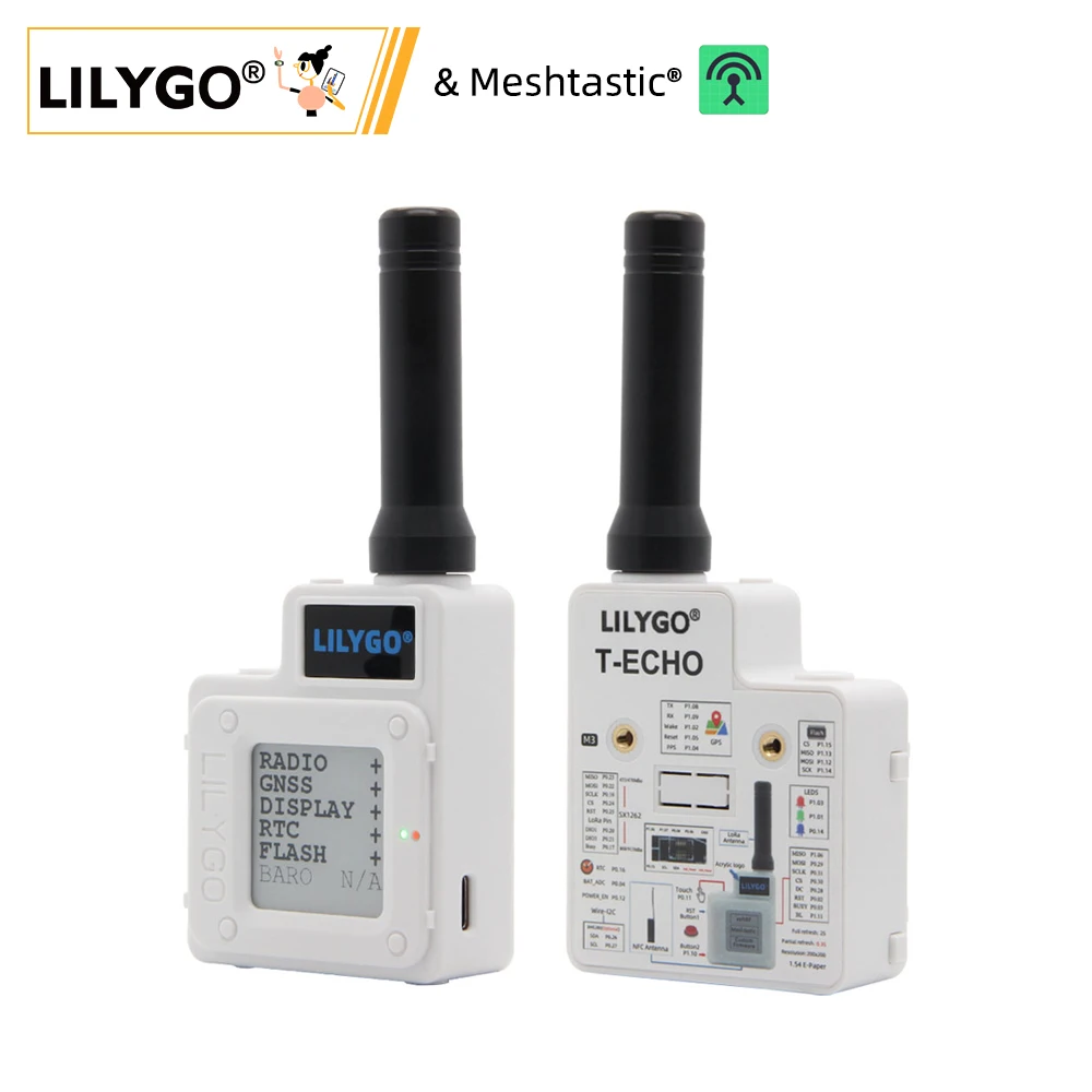 

LILYGO® TTGO Meshtastic T-Echo LoRa SX1262 Wireless Module 433/868/915MHz NRF52840 1.54 E-Paper GPS RTC NFC BME280 for Arduino