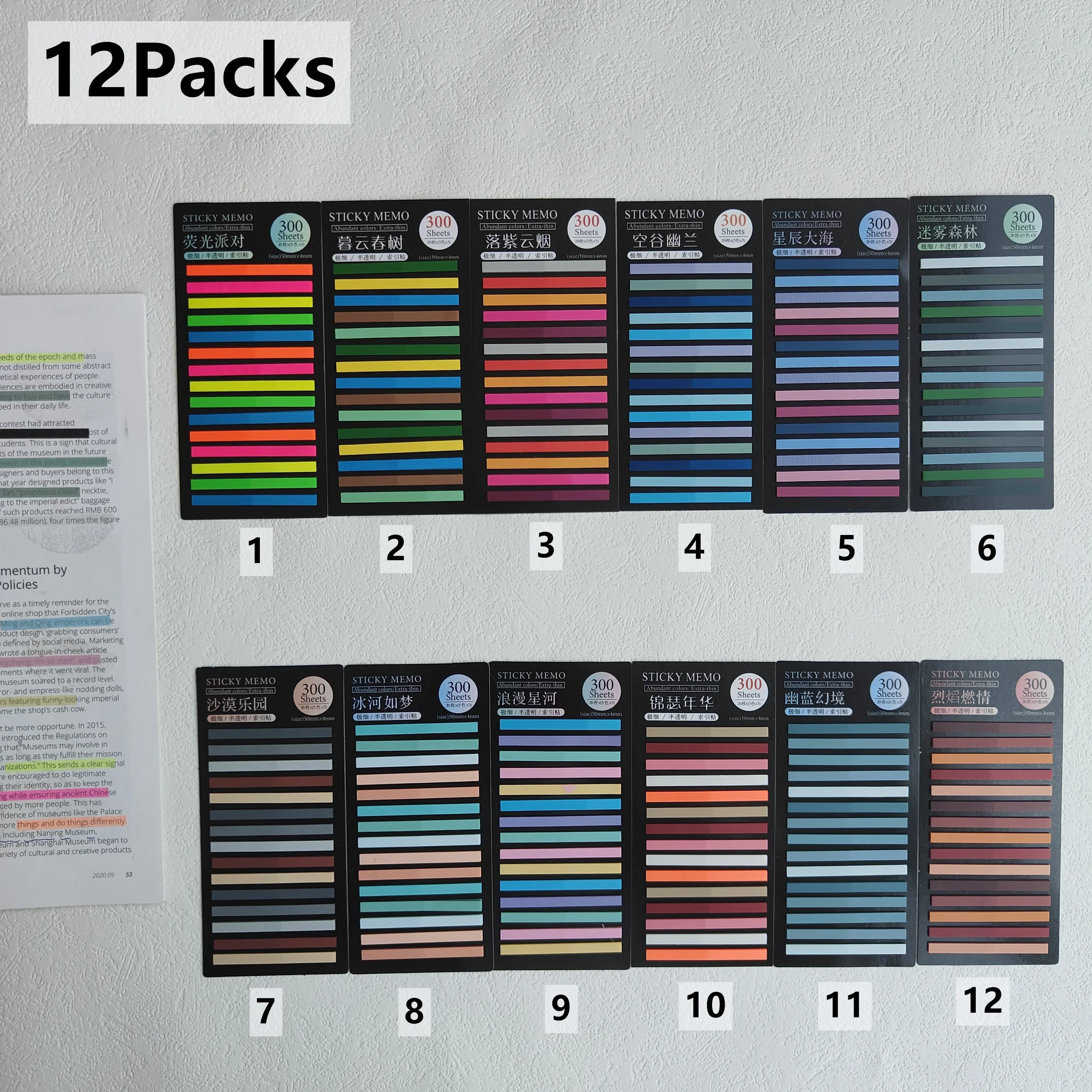 Цветные прозрачные флуоресцентные индексные наклейки 3600 листов