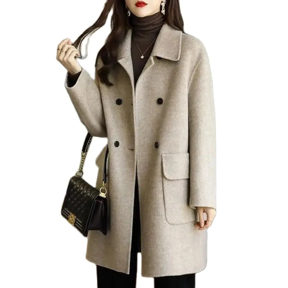 

Light Luxury Woolen Coat Women 2023 Autumn And Winter New Korean Version Of Simple And Loose Single-breasted Woolen Coat Women.