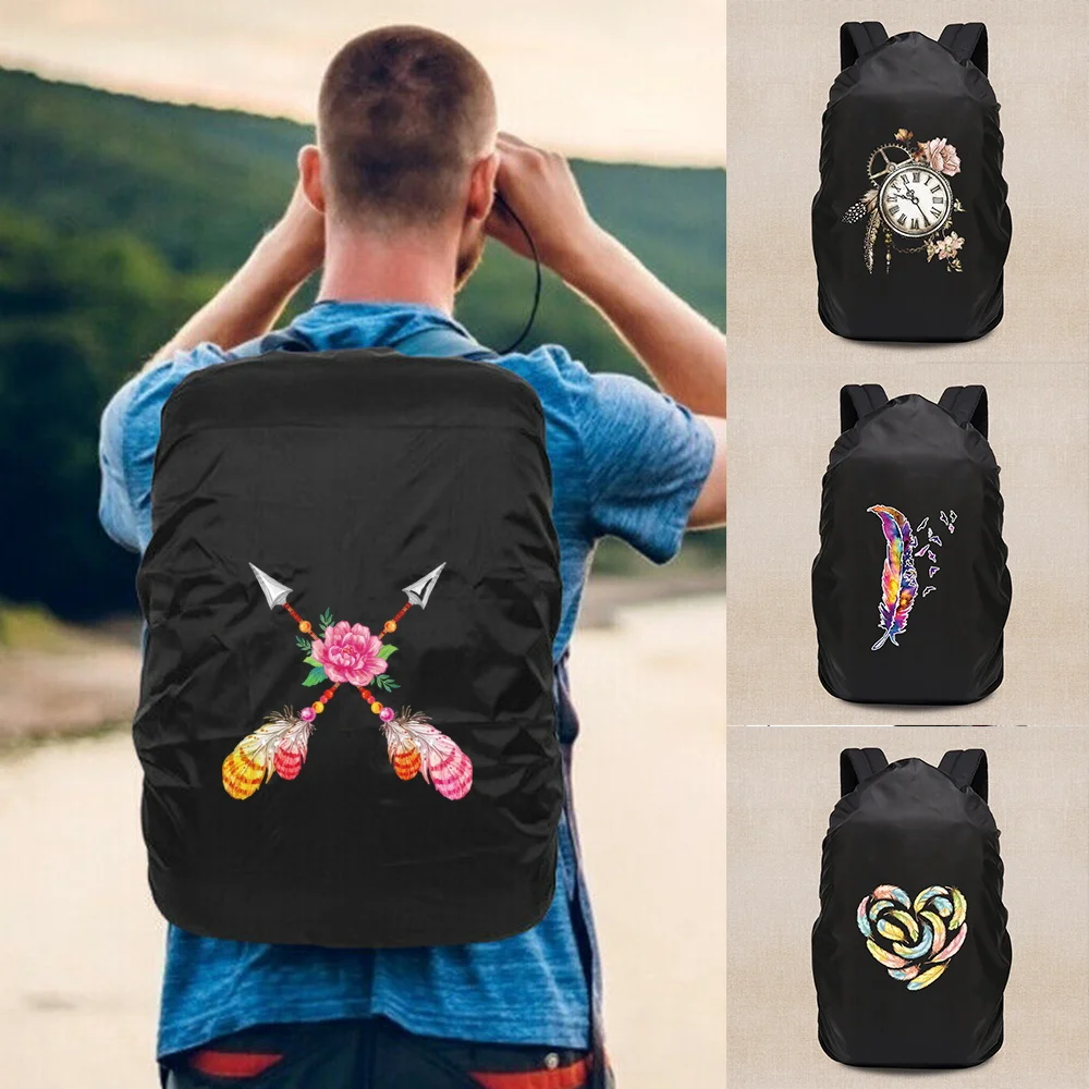 

Backpack Rain Cover for 20-70L Waterproof School Bag Protective Covers Feather Print Portable Outdoor Hiking Shoulder Protection