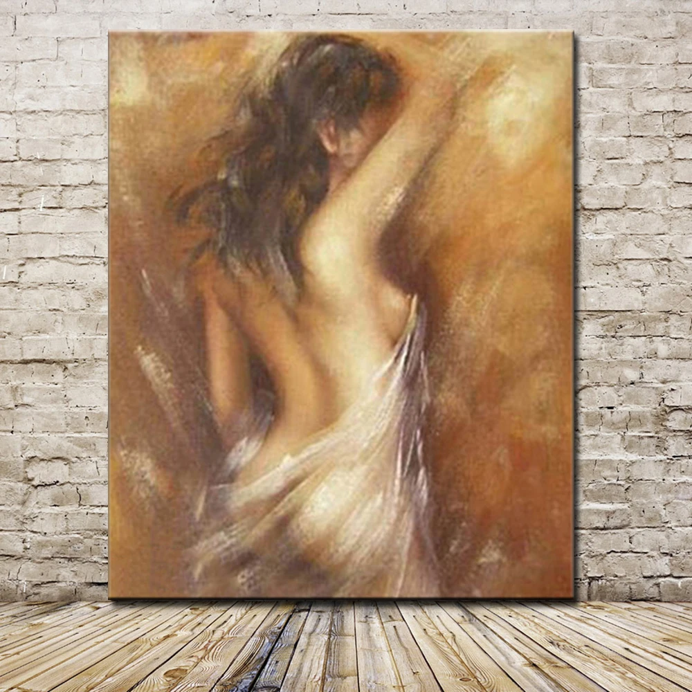 

Mintura Hand Painted Girl Oil Painting On Canvas Pop Art Modern Abstract Figure Wall Pictures For Living Berdoom Home Decoration