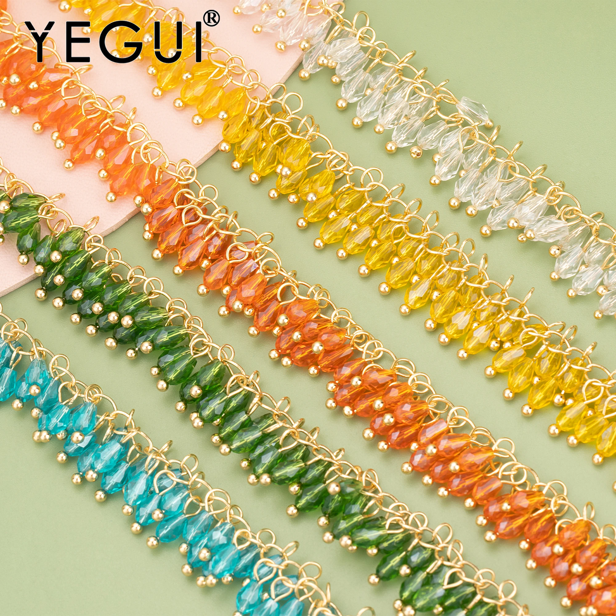 

YEGUI C368,chain,18k gold rhodium plated,copper,crystal,nickel free,hand made,jewelry making,diy bracelet necklace,50cm/lot