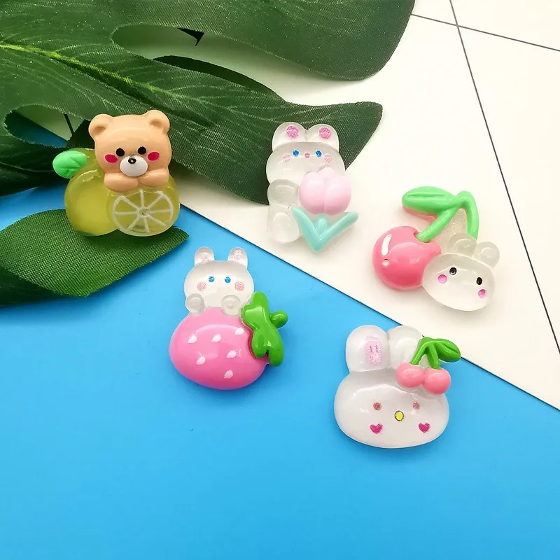 10 шт. кавайный мультяшный прозрачный кролик из смолы для самостоятельной сборки