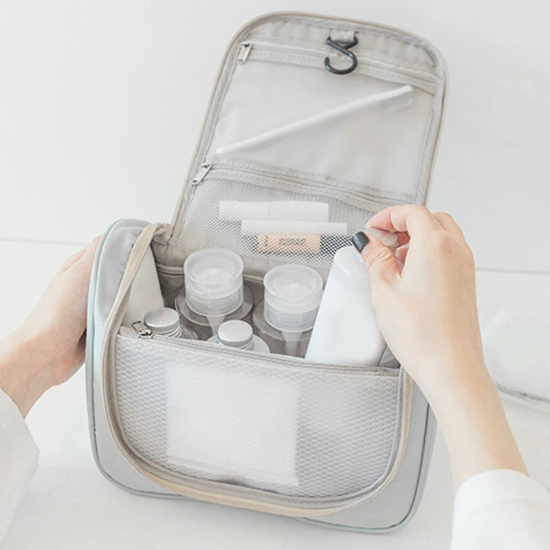 

New Oxford Cloth Portable Large-capacity Hook Wash Bag Cosmetic Bag Waterproof Women Travel Toiletry Storage With Handle