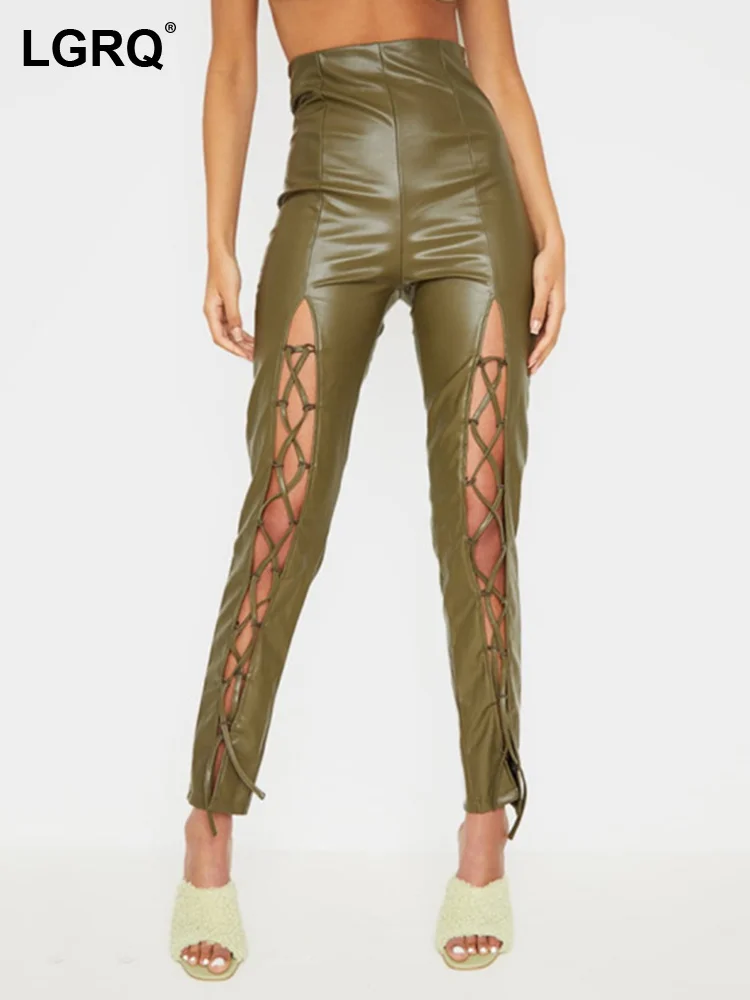 

Женские облегающие брюки из ПУ кожи, с высокой талией