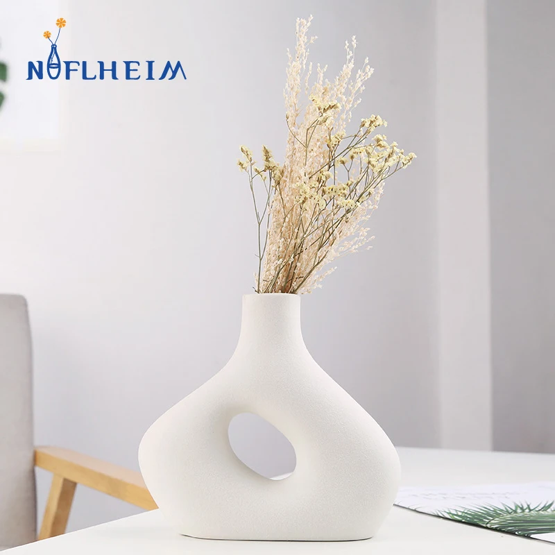 

NIFLHEIM Nordic Ceramic Frosted Decorative Flower Vase Pastoral Style Homestay Home Living Room Tabletop Decoration Accessories