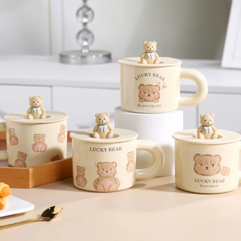 Bear Series Coffee Espresso Cups and Ceramic Mugs with Lid S