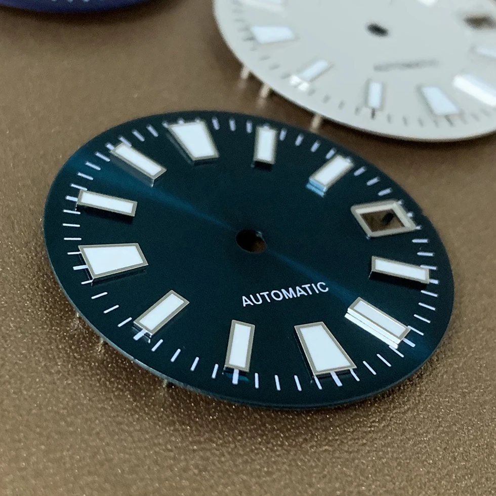 GS Watch Dial Accessories Sunstripe GS Green Luminous Stripe Dial 28.5mm for NH35 NH36 Caliber Men Watch Accessories