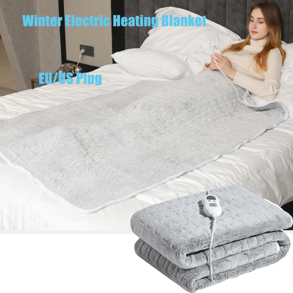

EU US Plug Electric Blanket Soft Heater Bed Warmer Thermostat Flannel Heating Blanket Washable Blanket For Home Office 152*127cm