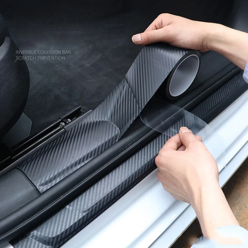 

Новейшая углеродное волокно 3D Nano Автомобильная наклейка порог двери Защита от царапин защита края двери водонепроницаемая пленка для бамп...