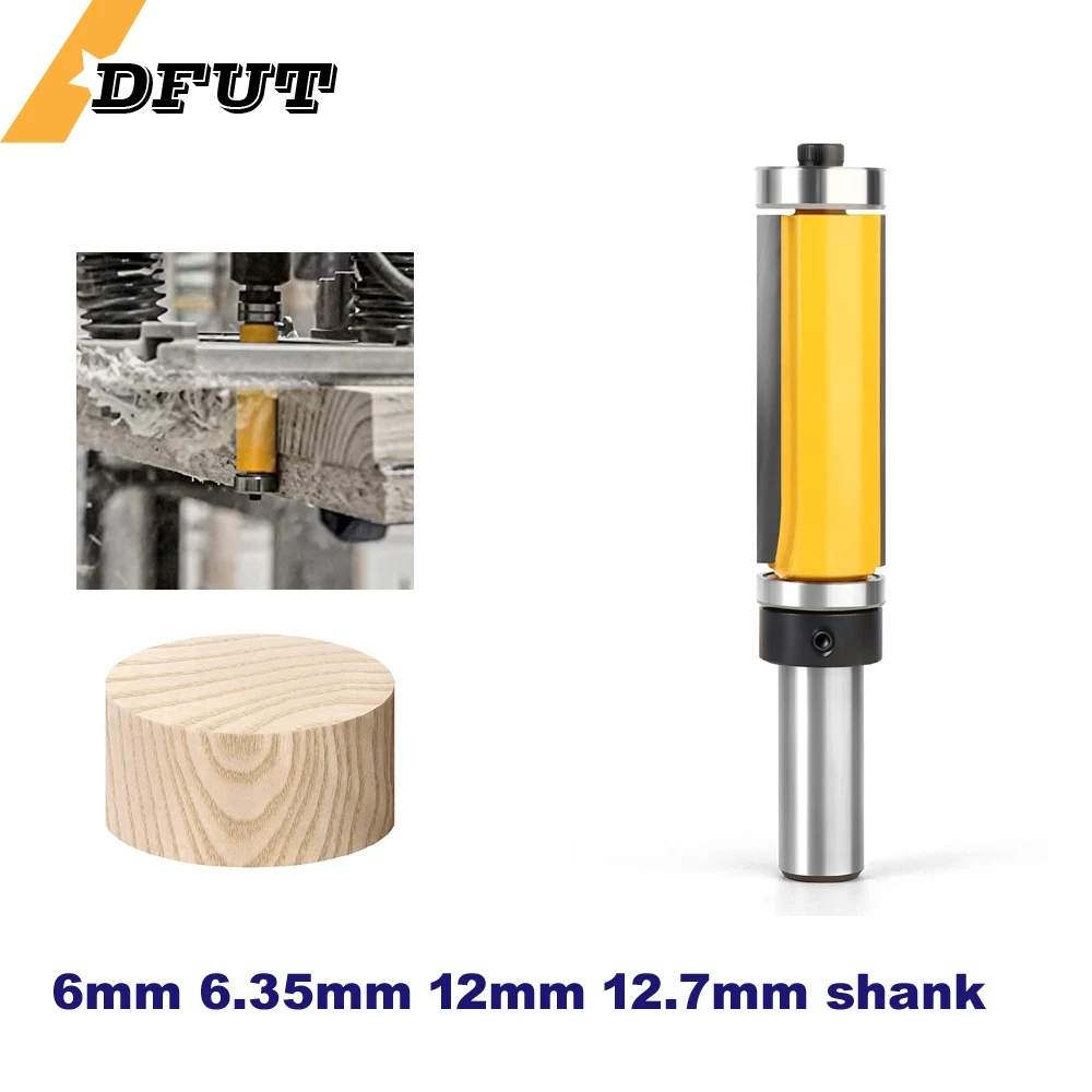 

Router Bits Pattern Bit Flush Trim Top and Bottom Bearing 6mm 6.35mm 12mm 12.7mm 1-1/2-Inch 1/4-Inch Shank