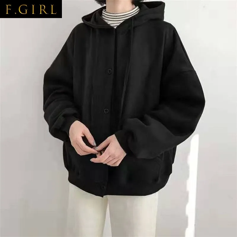 Basic Jackets Women Long Sleeve Thicken Solid Korean Style Soft Warm Daily Loose Vintage Simple Fashion Mujer Leisure Hot Sale
