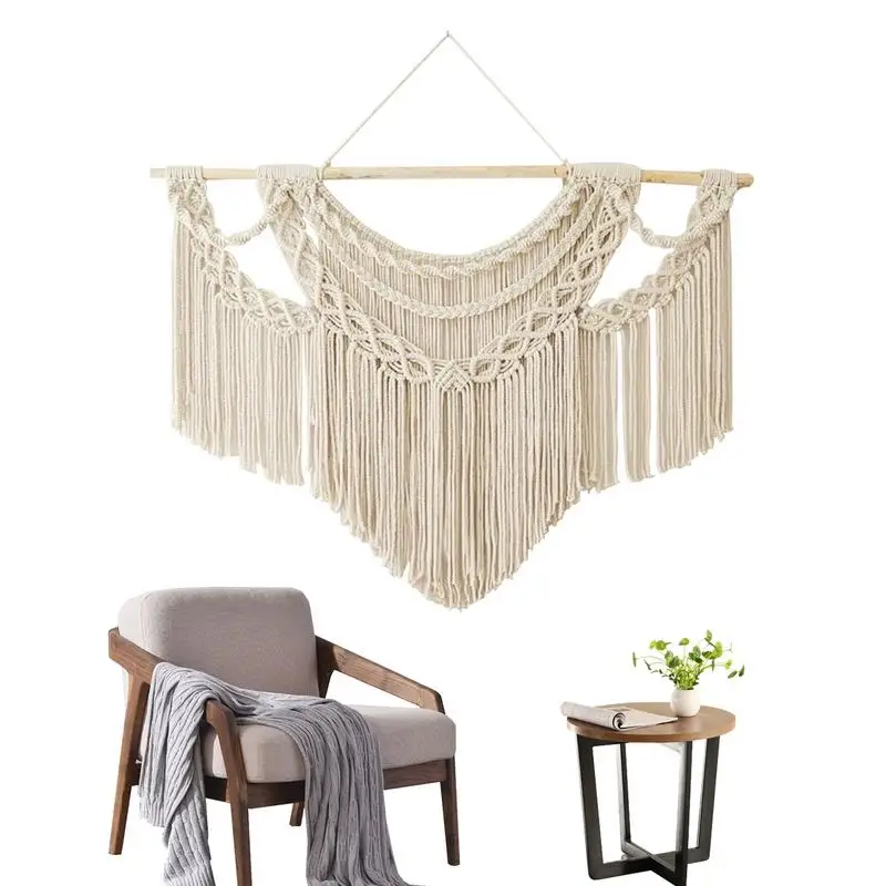 

Woven Wall Tapestry Large Macrame Wall Decor Handmade Macrame Wall Hangings Boho Living Room Decor Bohemian Tassel Art Tapestry
