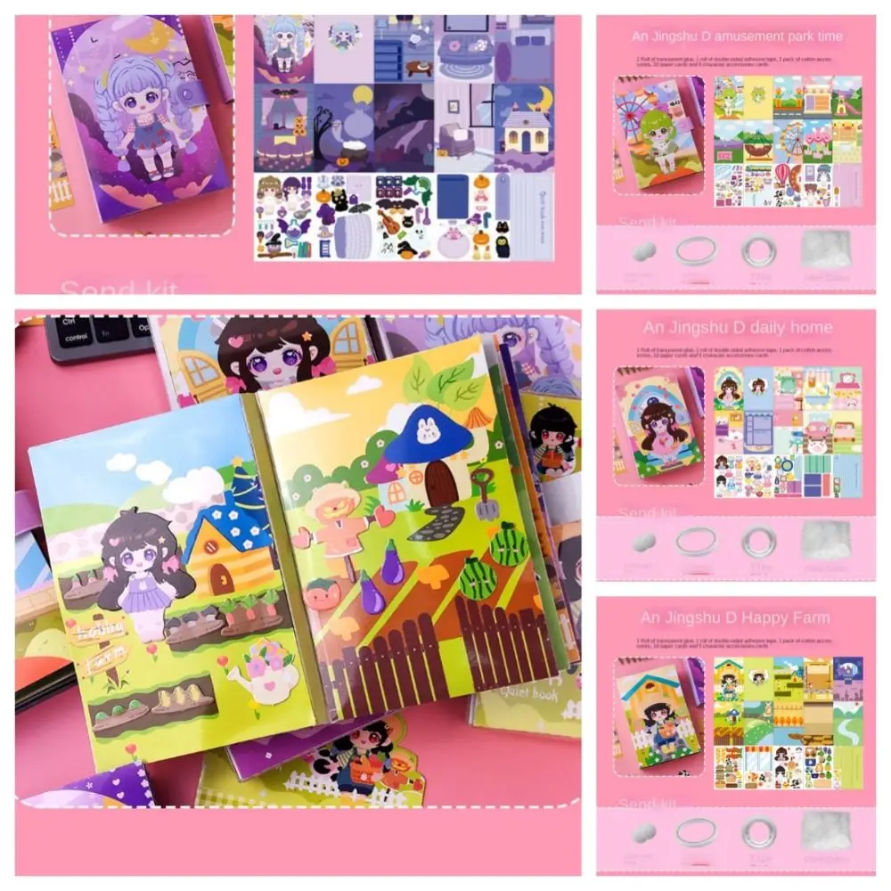 

Montessori Toy Children Scene Stickers Castle Educational Cognition Learning Toys Hand-on Puzzle Sticker Books Farm