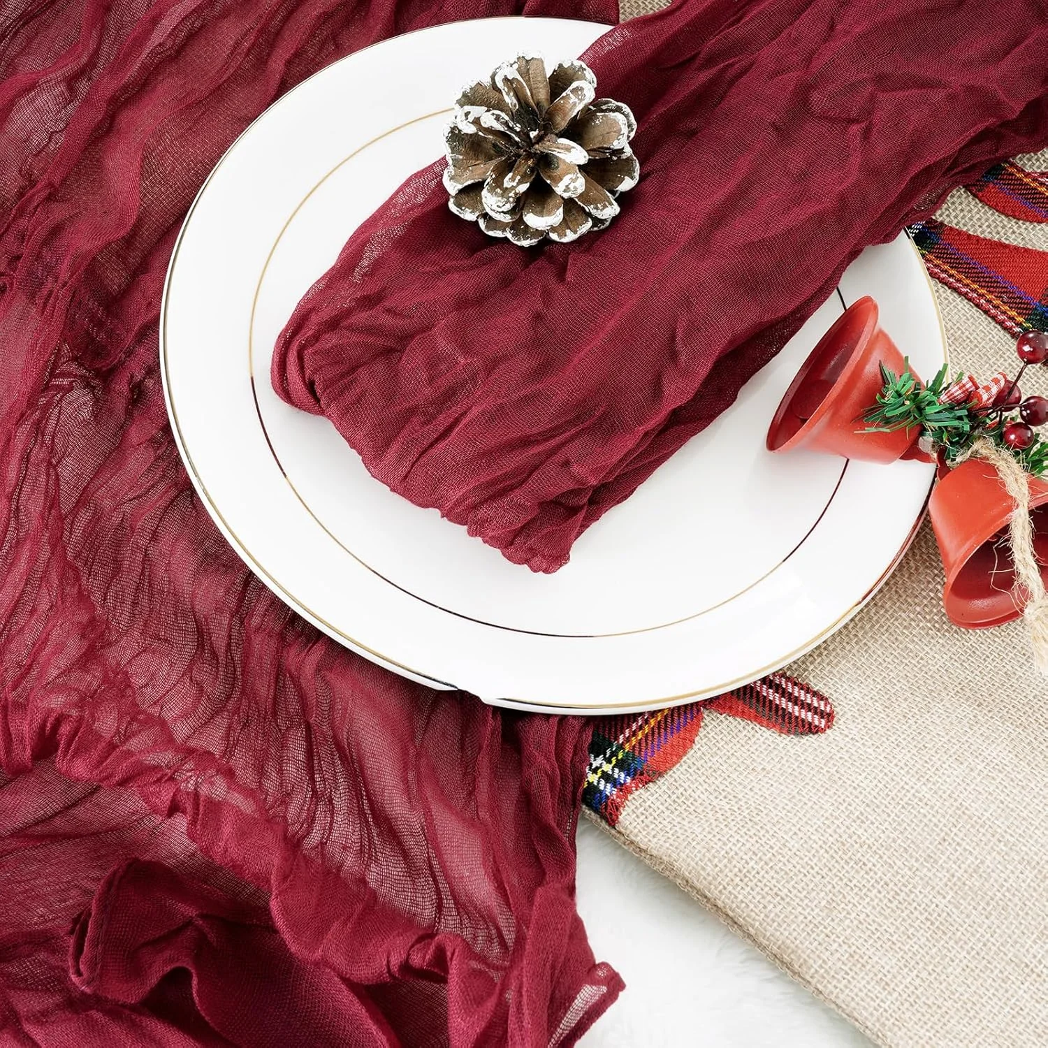 Набор из 12 рождественских салфеток из марли, марлевые салфетки, рождественские новогодние украшения, ужин, день рождения, домашняя вечеринка, декор для свадебного стола салфетки для декупажа ассорти летняя вечеринка 12 шт