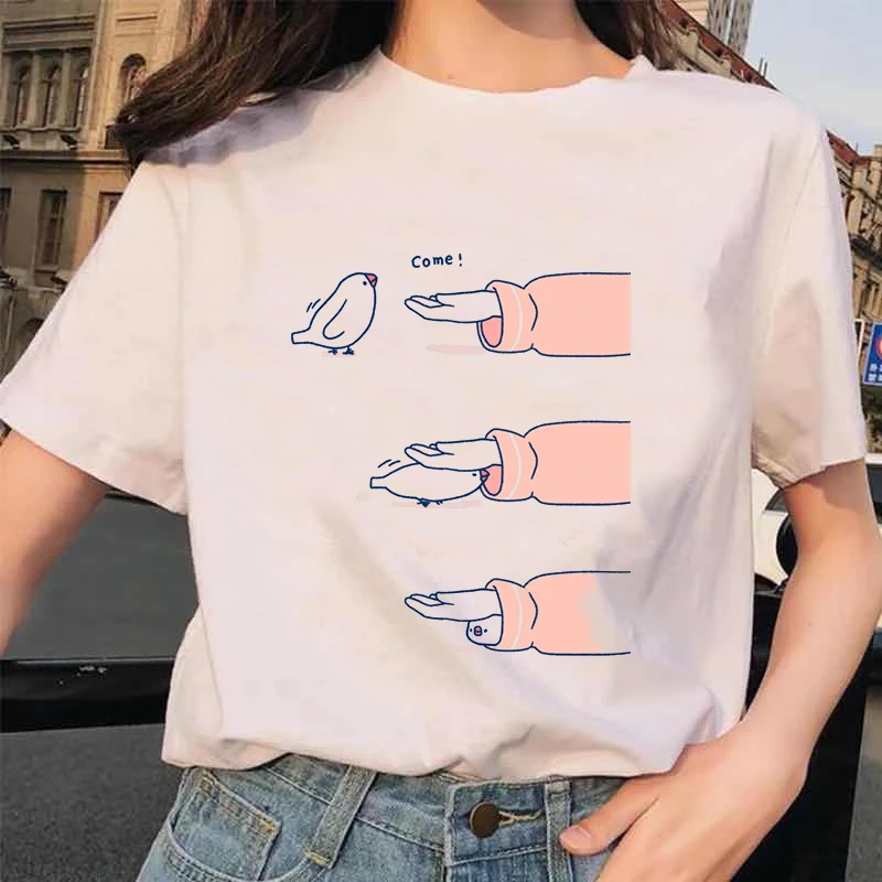 

Parrot Women Tshirt Cartoon Funny Streetwear Kawaii T Shirt Harajuku Clothing Female Tumblr Aesthetic T-shirt Japanese Top Tee