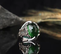 inlaid green gemstone ring european american fashion retro ring for man green cameo luxury personality retro ring