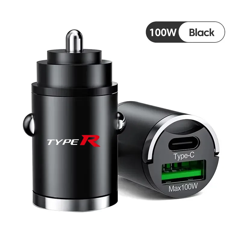 

Автомобильное зарядное устройство 100 Вт, зажигалка PD, быстрая зарядка, любой мобильный телефон для Honda Type R Type S Civic CRV HRV FK8 FK2 FN2 EP3, автомобильные аксессуары