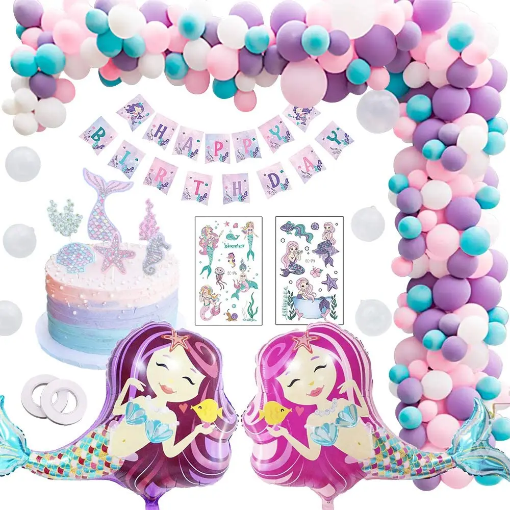 

MMTX Mermaid Theme Birthday Party Decorations for Kids Girl Birthday Balloon Decor Baby Shower Gender Reveal Party Supplies