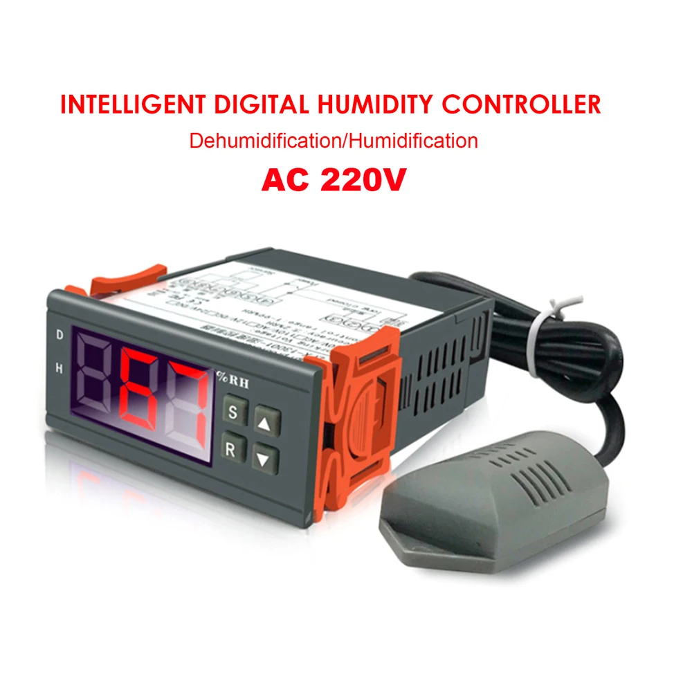 

ZFX-13001 Контроллер влажности Интеллектуальный контроллер гигрометра 12 В/24 В/110 В/220 В Гигростат 1% ~ 99% RH Два режима Регулируемый