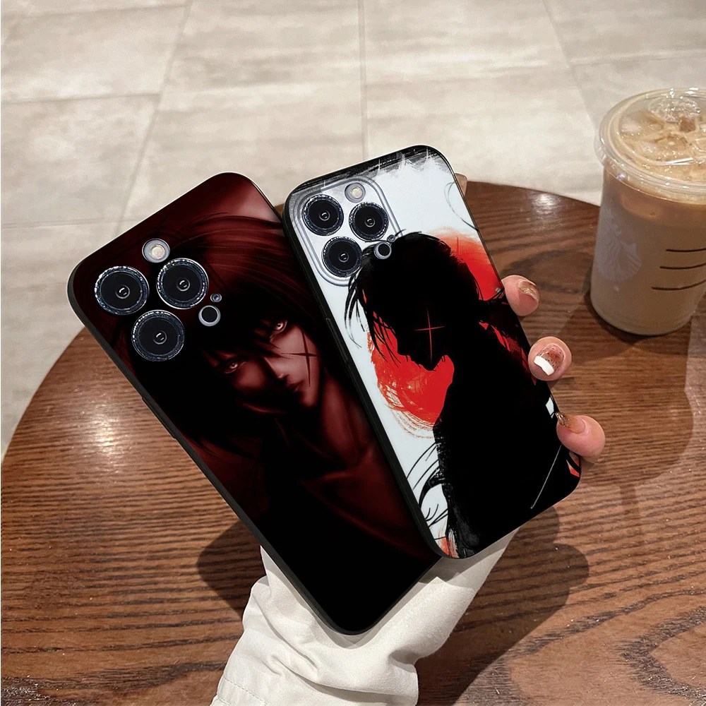 Чехол для телефона с аниме Rurouni Kenshin IPhone 11 12 13 14 15 16 Mini Plus Pro Max силиконовый черный
