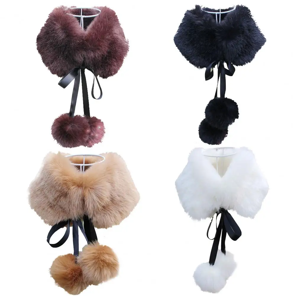 

Уютный женский шарф один размер женский шарф Пушистый Зимний имитация кроличьего меха накладной воротник шаль сохраняет тепло