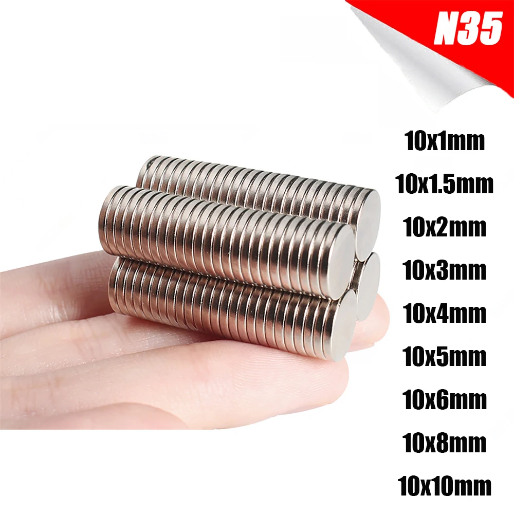 

5/10pcs 10mm Diameter N35 Magnet Powerful Magnetic Small Round Rare Earth Magnets Search Magnets 1/1.5/2/3/4/5/6/8/10mm Thick