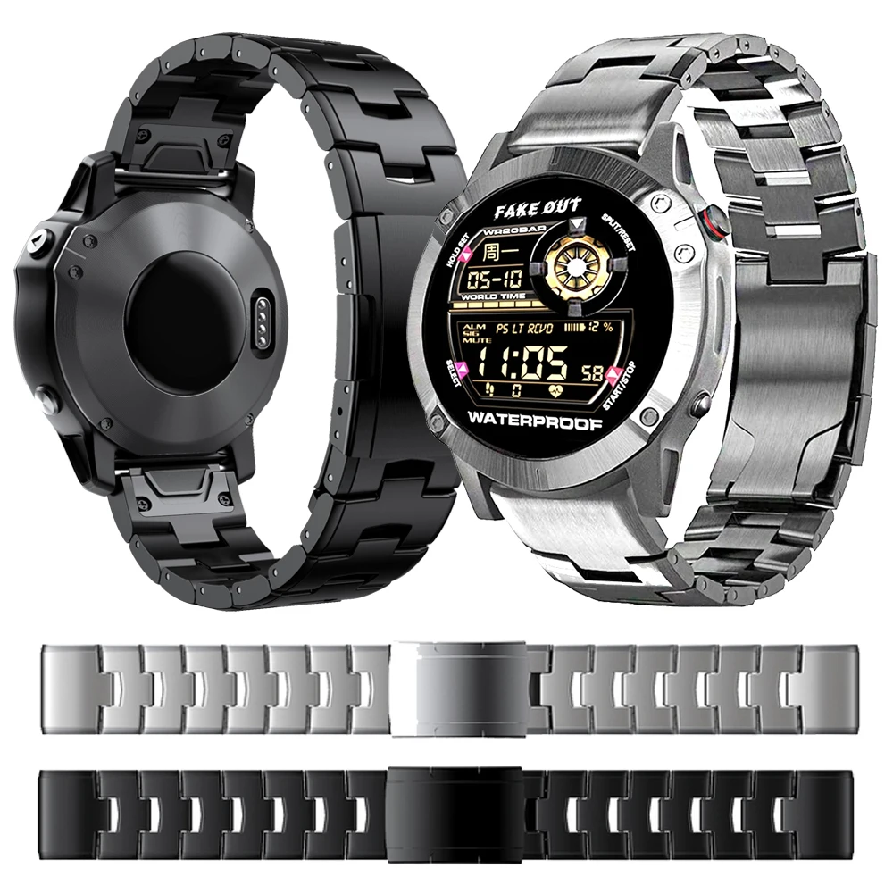 

26 22mm Watchband For Garmin Fenix 5 5X Plus 6 6XPro 7 7X 3 3HR Epix Stainless Steel Watch Band Quick Release Strap Hand chain