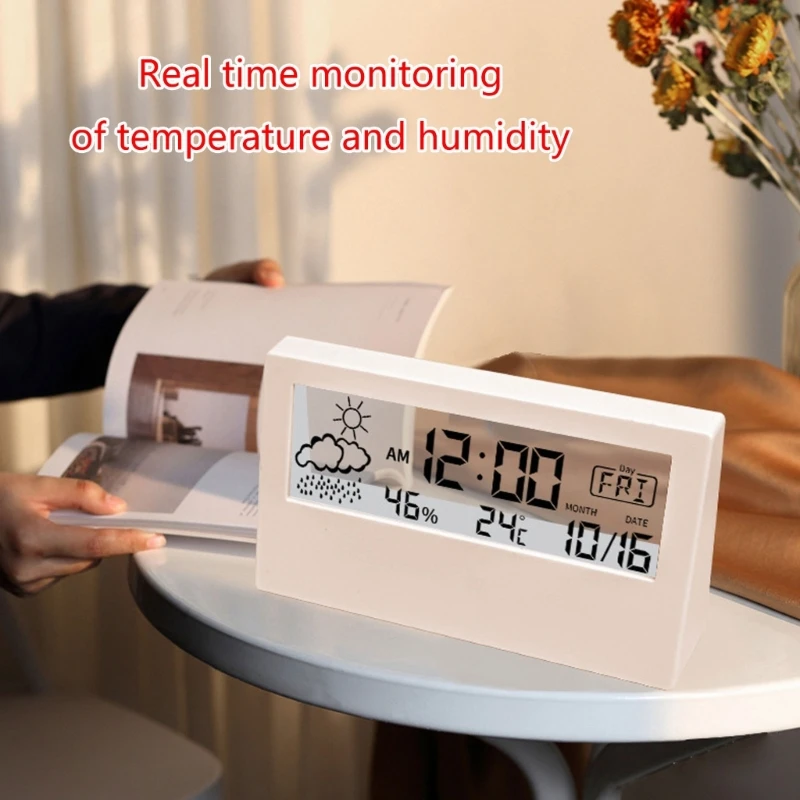 367A Большие цифровые настенные часы Температура Влажность Неделя Дисплей
