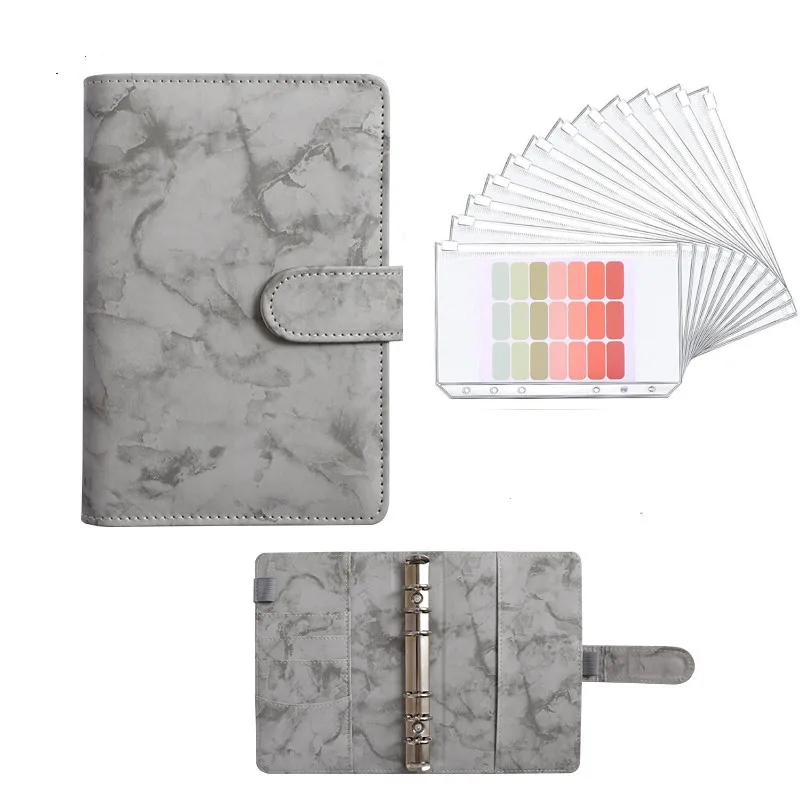 

A5 A6 Ежедневник для ежедневников с 12 наличными конвертами, Мраморная Бриллиантовая папка для блокнотов с 12 карманами A6