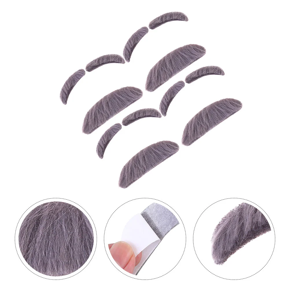 

Safigle Halloween Costumes Old Man Moustache Eyebrows Kits Fake Gray Stick-On Mustache Eyebrows Artificial Fake Mustache Old Man