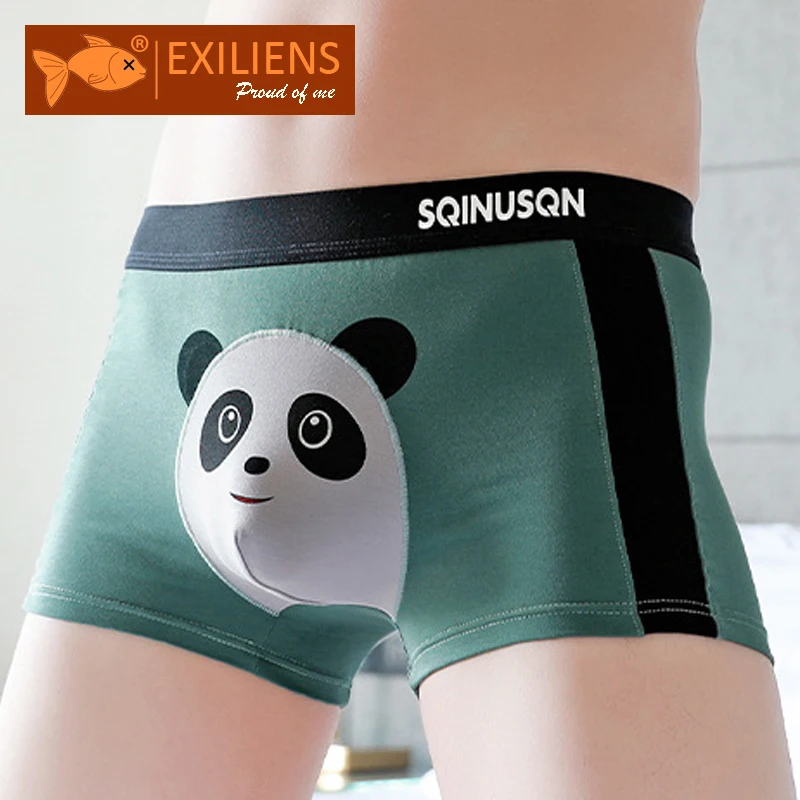 EXILIENS брендовые новые Мультяшные панды хлопковые боксеры Мужское нижнее белье