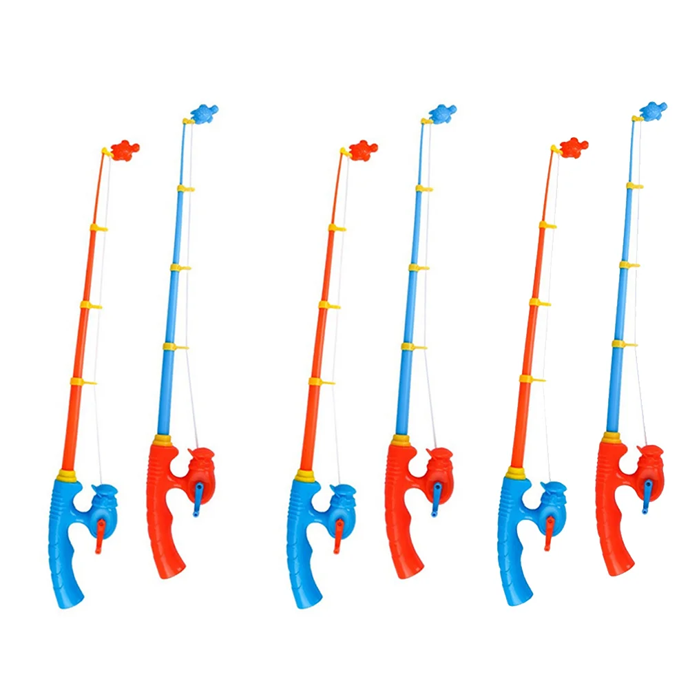 

6 Pcs Children's Fishing Rod Cognitive Magnetic Funny Pole Plastic Kindergarten Toy